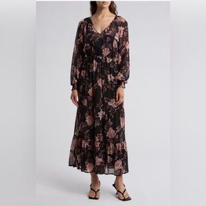 Lovestitch Long Sleeve Chiffon Maxi Dress small NWT